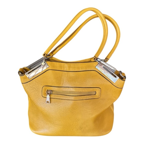 Black Rivet Yellow Faux Leather Shoulder Bag - Picture 2 of 10